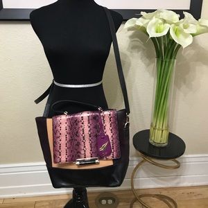 NEW Diane Von Furstenberg Snake/Leather Satchel